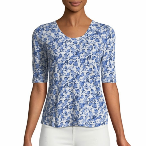 Rebecca Taylor Tops - Rebecca Rebecca Taylor Aimee Floral Linen Tee